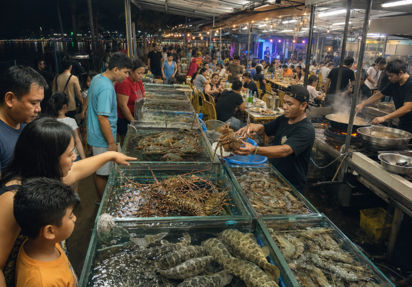 Busy Night Seafood Market