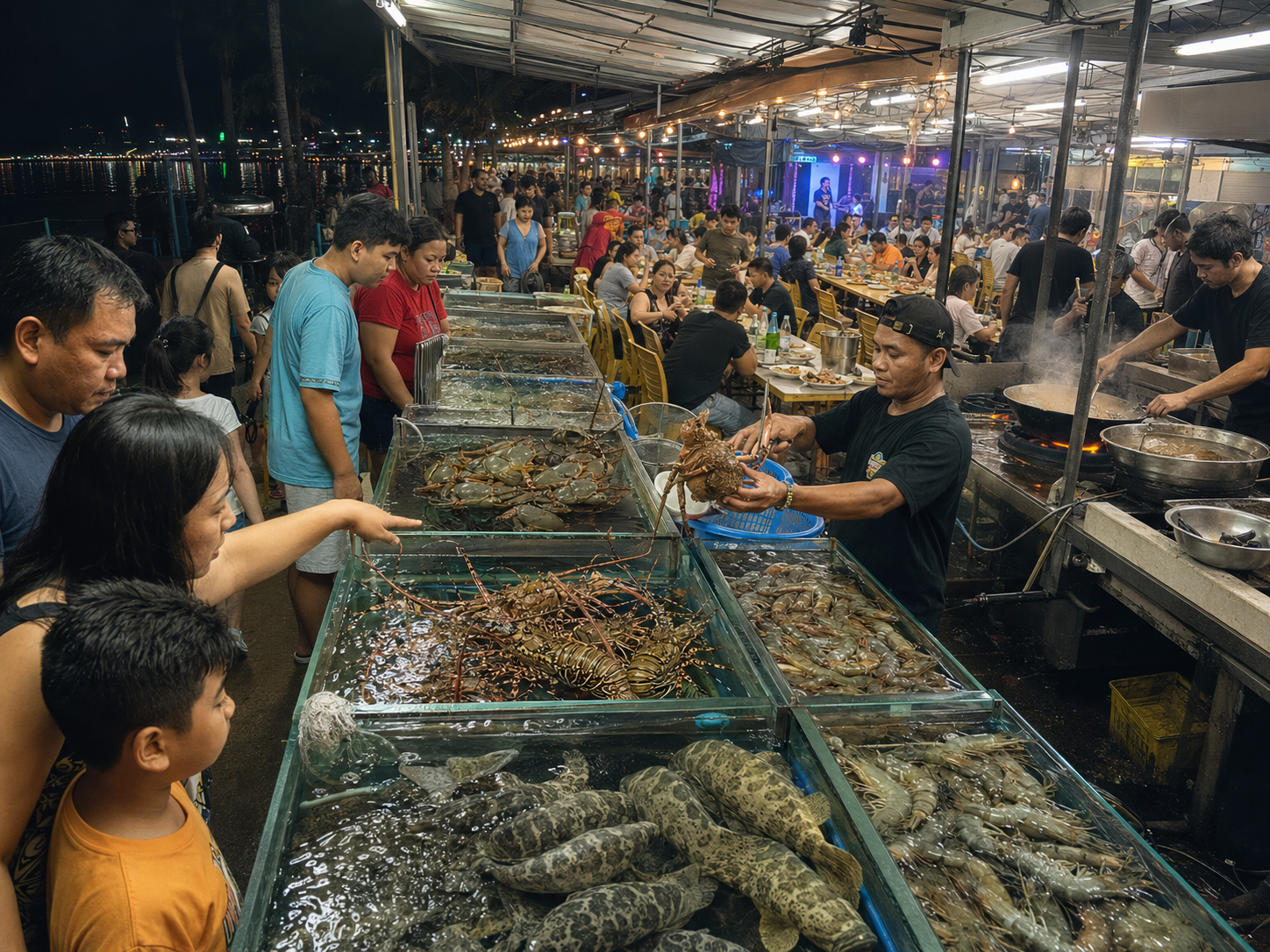 Busy Night Seafood Market
