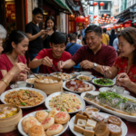 Family celebration on the streets of Chinatown