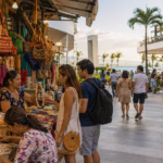 Tropical market with sea view